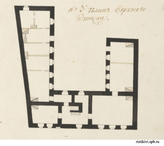 Школьный дом (бывш. дом епископа) в начале XIX века. План верхнего этажа